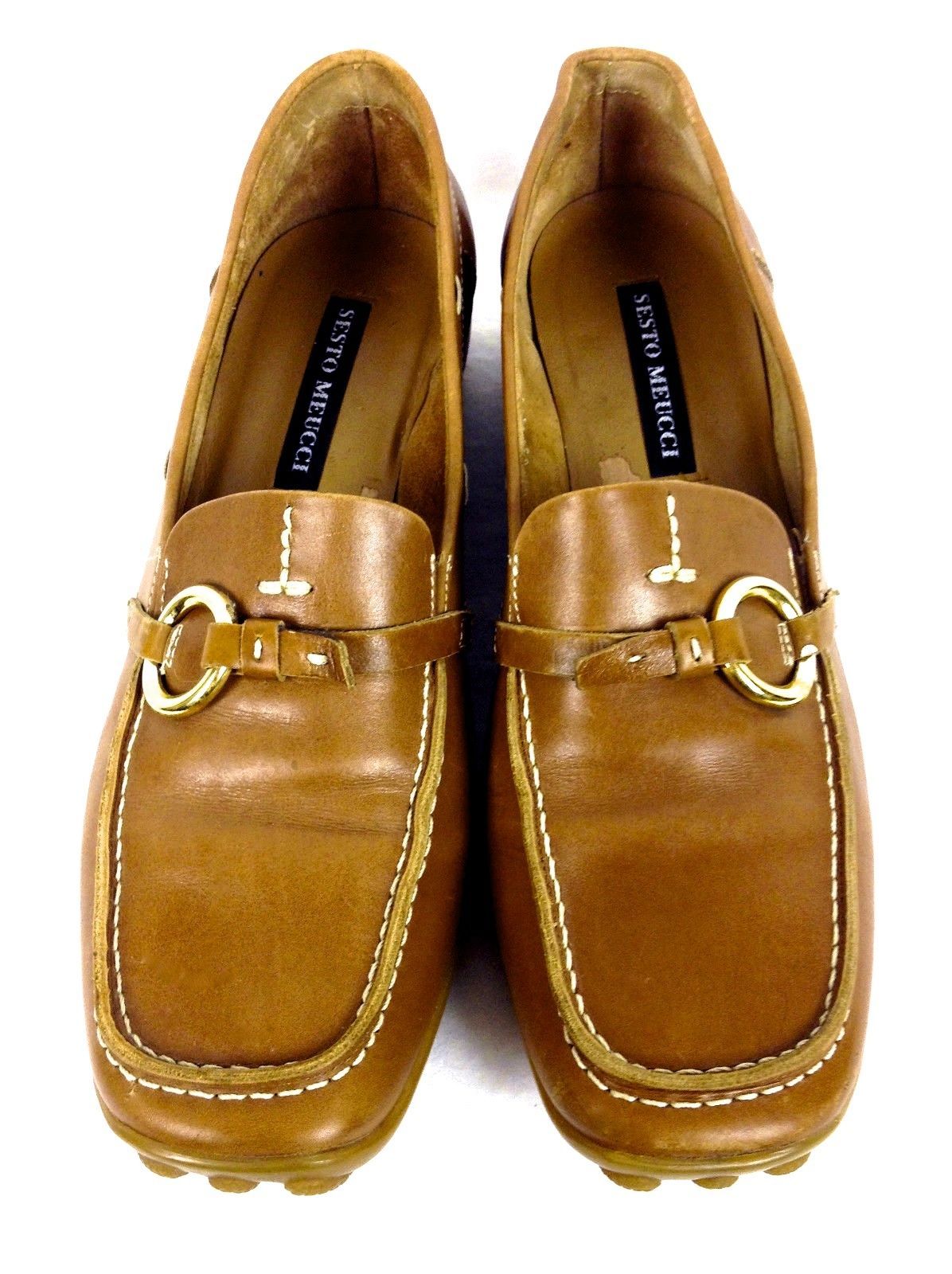 Sesto Meucci Shoes 7 Womens Brown Leather Loafers For Sale - Item #1474141